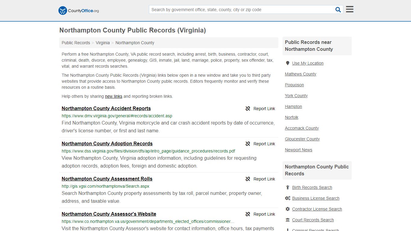 Northampton County Public Records (Virginia) - County Office
