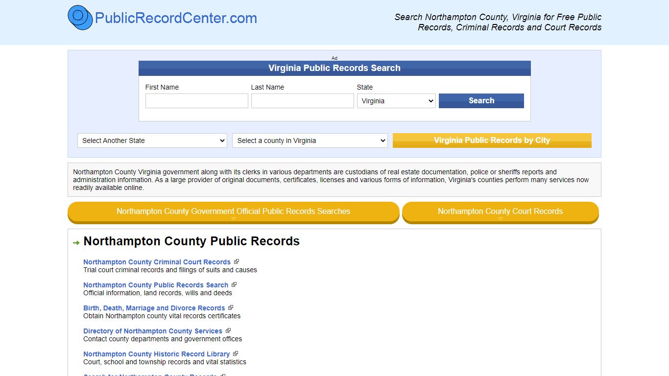 Northampton County Virginia Free Public Records - Court Records ...